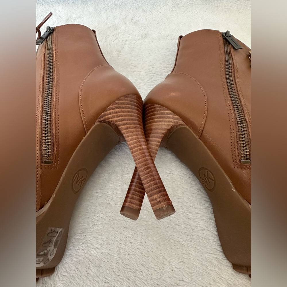 Michael Kors Kyle Leather Lace Up Boots Women's Size 8.5 ~ Luggage Brown - Picture 8 of 12